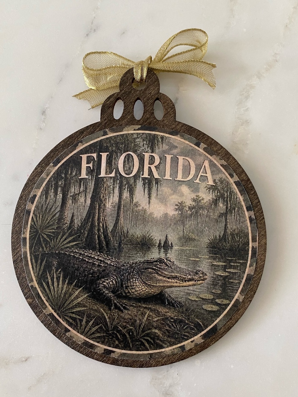 Florida Alligator Wooden Ornament